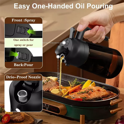 Glass Olive Oil Spray Bottle & Pourer — 2-in-1 UV-Blocking Brown Glass Oil Dispenser, 470ml / 16oz Eco-Friendly Kitchen Tool
