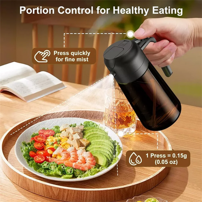Glass Olive Oil Spray Bottle & Pourer — 2-in-1 UV-Blocking Brown Glass Oil Dispenser, 470ml / 16oz Eco-Friendly Kitchen Tool